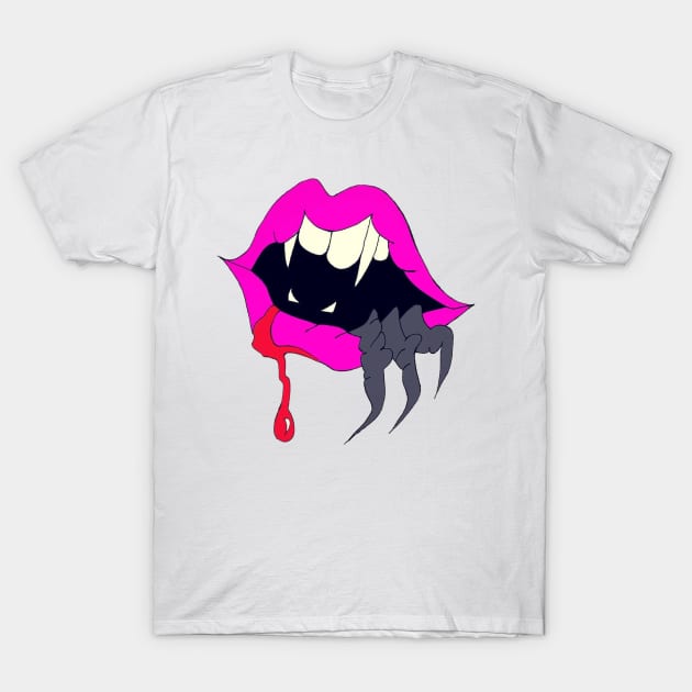 Lips Ghost Drawing T-Shirt by Rurulako